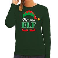 Bellatio Mama elf foute Kerstsweater / Kersttrui groen voor dames