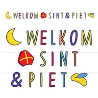 Haza Set van 4x stuks welkom Sint en Piet letterslinger karton 300 cm -