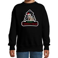 Bellatio Dieren kersttrui wolf zwart kinderen - Foute wolven kerstsweater 3-4 jaar (98/104) -