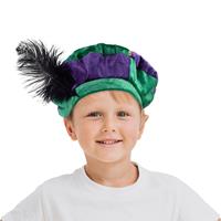 Funny Fashion 2x stuks luxe pietenmuts/baret groen/paars voor kinderen