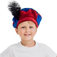 Funny Fashion 2x stuks luxe pietenmuts/baret rood/blauw voor kinderen
