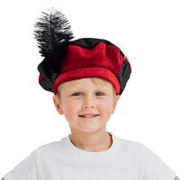 Funny Fashion 2x stuks luxe pietenmuts/baret rood/zwart voor kinderen