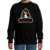 Bellatio Dieren kersttrui beagle zwart kinderen - Foute honden kerstsweater (110/116) -