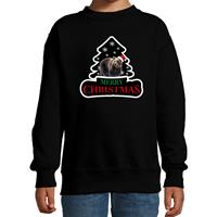 Bellatio Dieren kersttrui beer zwart kinderen - Foute beren kerstsweater (110/116) -