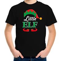 Bellatio Little elf Kerst t-shirt zwart voor kinderen