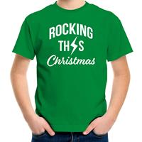 Bellatio Rocking this Christmas Kerst t-shirt groen voor kinderen