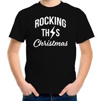 Bellatio Rocking this Christmas Kerst t-shirt zwart voor kinderen