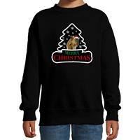 Bellatio Dieren kersttrui eekhoorntje zwart kinderen - Foute eekhoorntjes kerstsweater 9-11 jaar (134/146) -