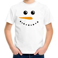 Bellatio Sneeuwpop Kerst t-shirt wit voor kinderen