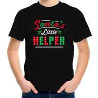 Bellatio Santas little helper / Het hulpje van de Kerstman Kerst t-shirt zwart voor kinderen