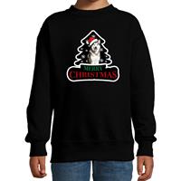 Bellatio Dieren kersttrui husky zwart kinderen - Foute honden kerstsweater (110/116) -