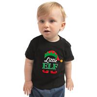 Bellatio Little elf Kerst t-shirt zwart voor babys 62 (1-3 maanden) -