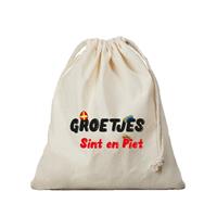 Bellatio 1x Sinterklaas cadeauzak Groetjes van Sint en Piet met koord voor pakjesavond als cadeauverpakking -