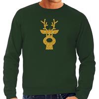 Bellatio Rendier hoofd Kerst sweater / trui groen voor heren