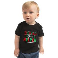 Bellatio Santas little helper / Het hulpje van de Kerstman Kerst t-shirt zwart voor babys 68 (3-6 maanden) -