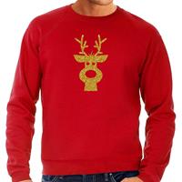 Bellatio Rendier hoofd Kerst sweater / trui rood voor heren