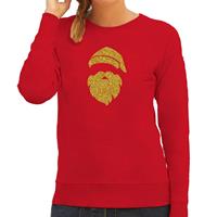 Bellatio Kerstman hoofd Kerst sweater / trui rood voor dames