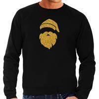 Bellatio Kerstman hoofd Kerst sweater / trui zwart voor heren