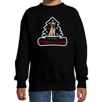 Bellatio Dieren kersttrui mastiff zwart kinderen - Foute honden kerstsweater (110/116) -