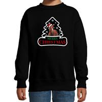 Bellatio Dieren kersttrui paard zwart kinderen - Foute paarden kerstsweater 12-13 jaar (152/164) -