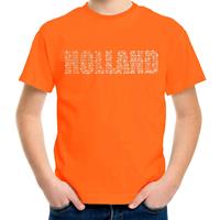 Bellatio Glitter Holland t-shirt oranje rhinestone steentjes voor kinderen