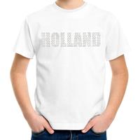 Bellatio Glitter Holland t-shirt wit rhinestone steentjes voor kinderen