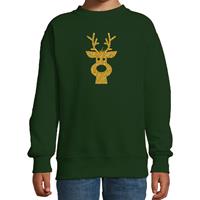 Bellatio Rendier hoofd Kerstsweater / Kersttrui groen voor kinderen