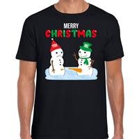 Bellatio Merry Christmas sneeuwpoppen mijne is groter fout Kerst t-shirt zwart voor heren