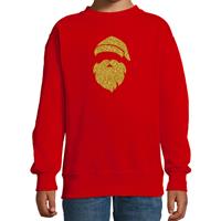 Bellatio Kerstman hoofd Kerstsweater / Kersttrui rood voor kinderen