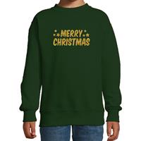 Bellatio Merry Christmas Kerst sweater / trui groen voor kinderen