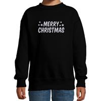 Bellatio Merry Christmas Kerst sweater / trui zwart voor kinderen