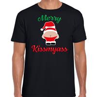 Bellatio Merry kissmyass foute Kerst t-shirt zwart voor heren