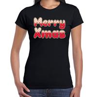 Bellatio Merry xmas fout Kerst t-shirt zwart voor dames