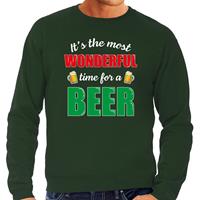 Bellatio Wonderful beer foute Kerst bier sweater / kersttrui groen voor heren