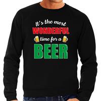 Bellatio Wonderful beer foute Kerst bier sweater / trui zwart voor heren