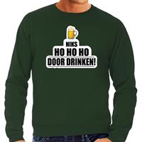 Bellatio Niks ho ho ho bier doordrinken foute Kerst sweater / trui groen voor heren