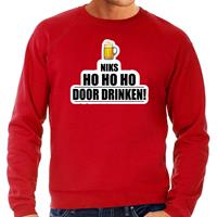 Bellatio Niks ho ho ho bier doordrinken foute Kerst sweater / trui rood voor heren