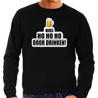 Bellatio Niks ho ho ho bier doordrinken foute Kerst sweater / trui zwart voor heren