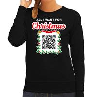 Bellatio Kerst QR code kersttrui Punch you in the face dames zwart - Foute kerstsweater -