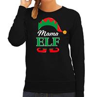Bellatio Mama elf foute Kerstsweater / Kersttrui zwart voor dames
