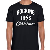 Bellatio Rocking this Christmas fout Kerstshirt / t-shirt zwart voor heren