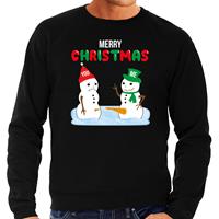 Bellatio Merry Christmas sneeuwpoppen mijne is groter foute Kerstsweater / Kersttrui zwart voor heren