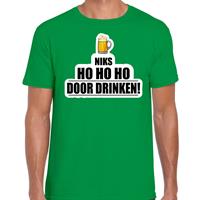 Bellatio Niks ho ho ho bier doordrinken foute Kerst t-shirt groen voor heren