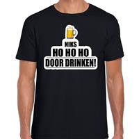 Bellatio Niks ho ho ho bier doordrinken foute Kerst t-shirt zwart voor heren