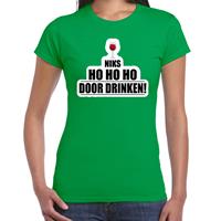 Bellatio Niks ho ho ho foute Kerst wijn t-shirt groen voor dames