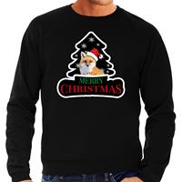 Bellatio Dieren kersttrui vos zwart heren - Foute vossen kerstsweater -