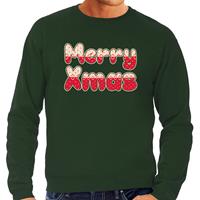 Bellatio Merry xmas foute Kerst sweater / trui groen voor heren