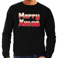 Bellatio Merry xmas foute Kerst sweater / trui zwart voor heren