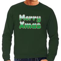 Bellatio Merry xmas foute Kerstsweater / Kersttrui groen voor heren