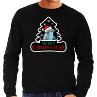 Bellatio Dieren kersttrui dolfijn zwart heren - Foute dolfijnen kerstsweater -